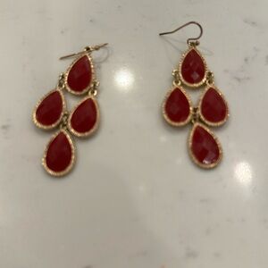 Red Stone, garnet like, wired earrings.